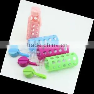 PP Lid Salfty Glass Water Bottle With Silicone Sleeve thumbnail-2