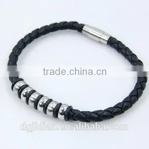 Stainless Steel Jewelry Man Style Cross pu Leather Bracelets & Bangle thumbnail-3