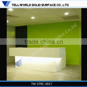 10 Years Warranty Top Quality Attractive High Glossy Modern Lighted Reception Desk With Back Wall thumbnail-6