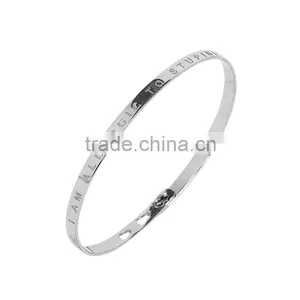 Memories Bangles With Customize Design Word 'I ALLERGIC TO STUPIDITY' With 4mm/7mm Width thumbnail-1