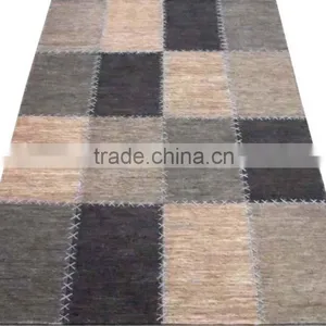 Patchwork Design Hand Knotted Sumak Hemp Carpet thumbnail-1