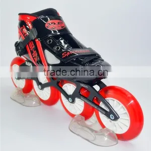 Professional Speed Skating Shoes Black Red Color Skating Boot Inline Skate Shoes Roller Red Color Skating Wheels thumbnail-1