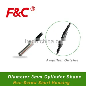 F3C-03WSQ0.8 Series Diameter 3mm Proximity Sensor, Amplifier Outside, Short Length Housing, 0.8mm Sensing Range. thumbnail-1