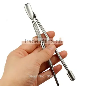 New 2Pcs Nail Art Stainless Steel Pusher Remover Tool Trimmer Set Accessories thumbnail-1