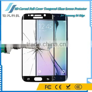 3D Curved Full Cover Tempered Glass for Samsung S6 Edge Screen Protector Black thumbnail-2