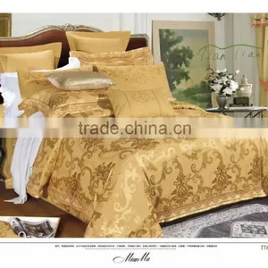 Jacquard Beige Colors Bedding Sets Golden Color Design thumbnail-1
