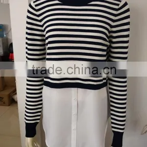 Ladies' Knitwear 2 in 1 With Woven Vest Inside thumbnail-1