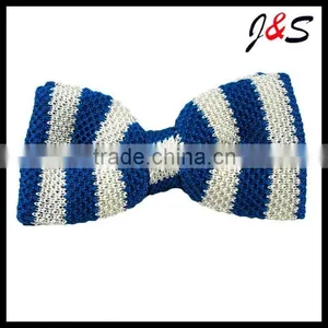 Latest Custom Knitting Bow Tie With Blue StipeKB07 thumbnail-1
