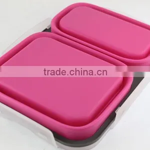 Silicone Container Combo With Spork 3 Components Collasible Lunch Box thumbnail-4