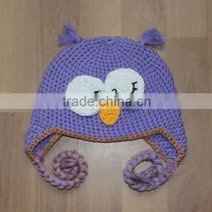 Newborn Baby Crochet Owl Ear Flat Beanie Hat FCK-119250850 thumbnail-1