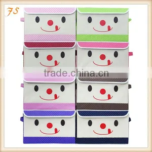 Cute Smile Face Non Woven Fabric Foldable Storage Box thumbnail-1