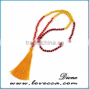 Charms Antique Wooden Beads Tassel Necklace for Lady thumbnail-6