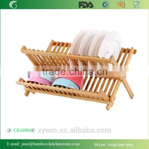 Bamboo Folding Dish Rack Dish Drying Rack Holder Utensil Drainer thumbnail-2
