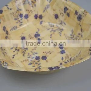 Retail No Normal Anomaly Triangle Color Painting Picture Handmade Bamboo Woven Wooden Salad Bowl Kitchen Tools thumbnail-1