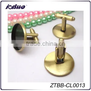 Wholesale Antique Bronze Plated Men's Shirts Gold Bezel Cufflink Blanks thumbnail-1