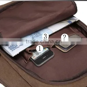 Khaki Vintage Canvas Backpack Wholesale thumbnail-6