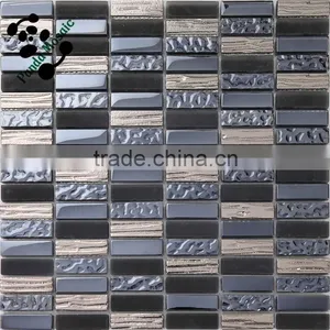 SMP15 Latest Design Decoration Wall Tile Glass Mix Mosaic Matte Crystal Glass Mosaic thumbnail-2