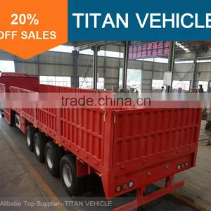 TITAN 3 Axles 4 Axles 40 Ton 60 Ton Flatbed Trailer With Drop Side Walls thumbnail-1
