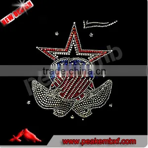 Cowboy Boots Hot Fix Rhinestone Transfer Iron On Applique Crystal Motif thumbnail-1