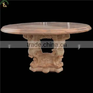 Hand Carved Marble Round Table Top and Base for Garden thumbnail-1