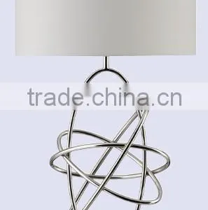 Chrome Plated Metal Base And Body With Fabric Lampshade Bedside Table Lamp Hotel Table Light Study Table Lamp thumbnail-1
