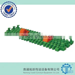 IS615 Radius Flush Grid Plastic Modular Belting With Pop-up Flights thumbnail-1