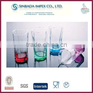 2015 Wholesale Popular Bottom Colored Water Glass Blow Tumbler thumbnail-1