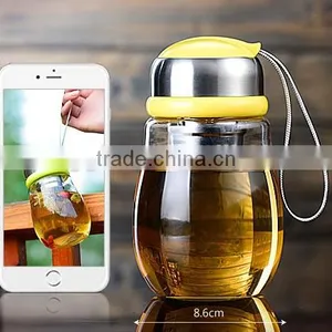 Glass Cute Water Bottle With Tea thumbnail-4