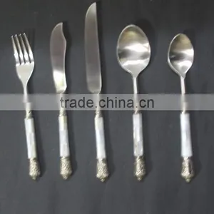 5 Pcs Brass Shell Decoration Cutlery Set, Novelty Cutlery Set, Elegant Cutlery Set, Fancy Cutlery Set, Catering Supplies thumbnail-2