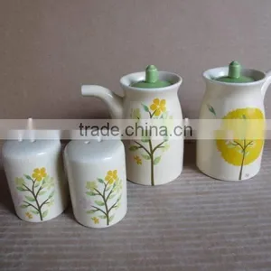 Ceramic Kitchen Oil and Vinegar Salt Pepper Bottle Set thumbnail-1