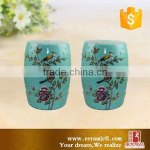 Painted Sky Blue Ceramic Garden Stool thumbnail-1