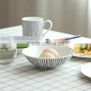 Japanese Style Stripe Decal 5pcs Ceramic Bonechina Dinnerware thumbnail-4