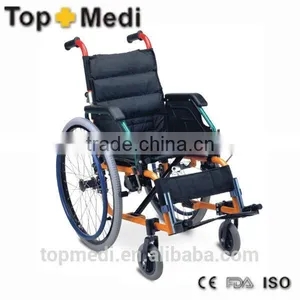Topmedi Homecare Folding Manual Aluminum Light Wheelchair for Disabled Children thumbnail-1