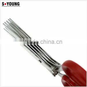 61019 New Design And High Quality Snipping Shearing Plastic Household Kitchen Stainless Steel 5 Blades Herb Scissors thumbnail-3
