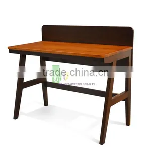 Writing Desk Vintage Style Solid Teak Wood Medium Brown Color thumbnail-2