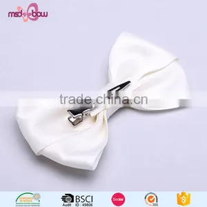 Simple Design off White Polyester Cheap Bowtie for Men thumbnail-3