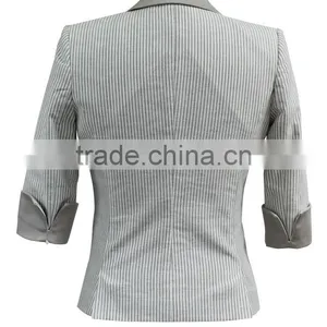 Latest Design Contrast Fibric Good Quality Slim Fit 2013 Neck Designs for Ladies Suit/ladies Half Sleeve Business Suit thumbnail-3