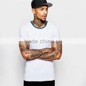 Custom Mens Contrast Ringer Neck t Shirt Stretch Muscle Fit Cotton t Shirt thumbnail-1
