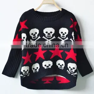 Latest Design Skull Pattern Girls Knitted Pullover Sweater thumbnail-1