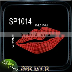 Latest Fashion Red Lip Design Iron on Clothing Rhinestone Transfer Stickers thumbnail-1
