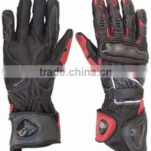 Leather Gauntlet Motorcycle Gloves thumbnail-1