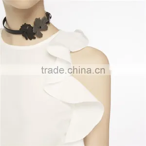 Factory Direct Sales 100% Cotton Soft White Sleeveless Ruffled Blouse thumbnail-5