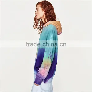 2017 OEM Spring Round Neck and Long Sleeves Oversized Tie-dye Sweat Hoodie thumbnail-4