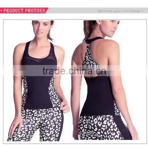 Polyester Spandex Fitness Yoga Mesh Clothing Contrast Color Gym Tank Top thumbnail-2