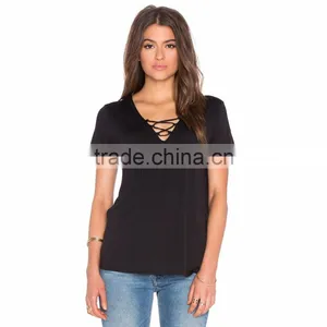 Lady Black Lace Up Sexy Tube Fancy Top thumbnail-1