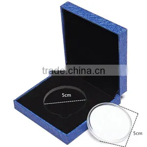 2016 New Arrival Coin Medal Presentation Box Display Case Single Coin Blue Holder With Capsule thumbnail-1
