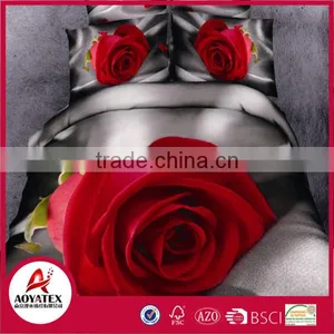 2016new Style 13372 60*40s Reactive Printed 3D Rose Deisgn Bedding Set thumbnail-1