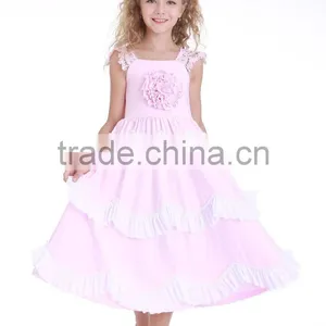 Latest Girls Cotton Frock Designs Long Pink Dress Puffy Dress for Girls thumbnail-1
