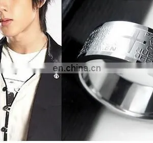 New Arrival Couple Cross Ring Bible Text Titanium Steel Jewelry Rings Women Mens thumbnail-2