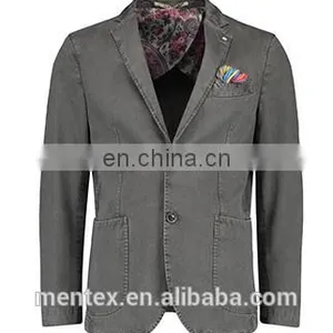 Men's Grey Denim Cloth Stone Washed Casual Blazer 2016 thumbnail-1